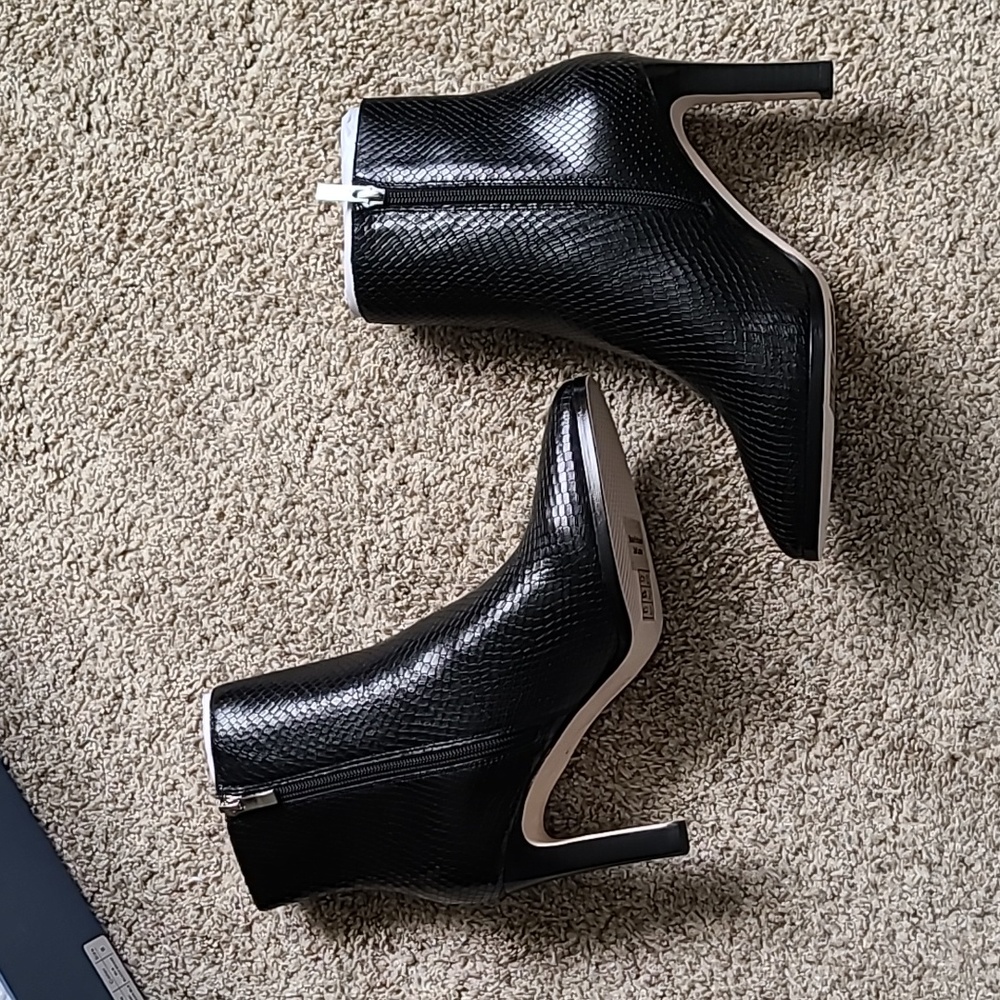 Paige Cami Black Snake Embossed Leather boots - Picture 5 of 11